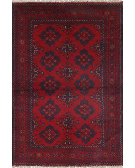 Afghan 4' 1" X 6' 1" Hand Knotted Wool Rug 4' 1" X 6' 1" (124 X 185) / Red / Wool