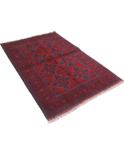 Afghan 4' 3" X 6' 4" Hand Knotted Wool Rug 4' 3" X 6' 4" (130 X 193) / Red / Wool