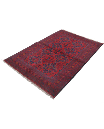 Afghan 4' 3" X 6' 4" Hand Knotted Wool Rug 4' 3" X 6' 4" (130 X 193) / Red / Wool