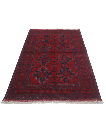 Afghan 4' 3" X 6' 4" Hand Knotted Wool Rug 4' 3" X 6' 4" (130 X 193) / Red / Wool