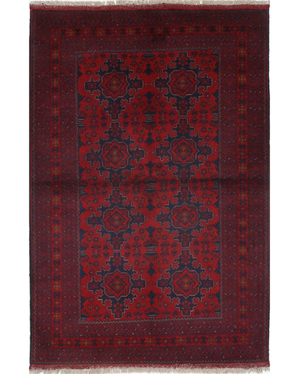 Afghan 4' 3" X 6' 4" Hand Knotted Wool Rug 4' 3" X 6' 4" (130 X 193) / Red / Wool
