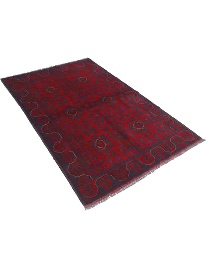 Afghan 4' 2" X 6' 5" Hand Knotted Wool Rug 4' 2" X 6' 5" (127 X 196) / Red / Wool