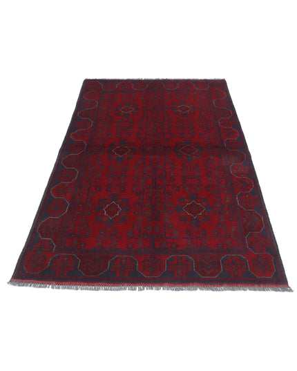 Afghan 4' 2" X 6' 5" Hand Knotted Wool Rug 4' 2" X 6' 5" (127 X 196) / Red / Wool