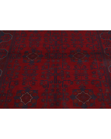 Afghan 4' 2" X 6' 5" Hand Knotted Wool Rug 4' 2" X 6' 5" (127 X 196) / Red / Wool