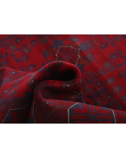 Afghan 4' 2" X 6' 5" Hand Knotted Wool Rug 4' 2" X 6' 5" (127 X 196) / Red / Wool