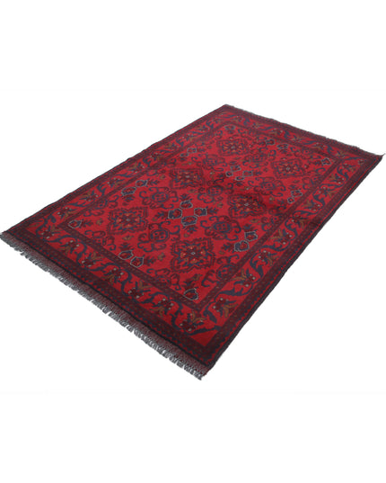 Afghan 4' 2" X 6' 4" Hand Knotted Wool Rug 4' 2" X 6' 4" (127 X 193) / Red / Wool