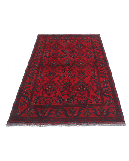 Afghan 4' 2" X 6' 4" Hand Knotted Wool Rug 4' 2" X 6' 4" (127 X 193) / Red / Wool