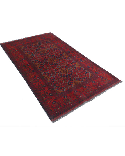 Afghan 4' 0" X 6' 4" Hand Knotted Wool Rug 4' 0" X 6' 4" (122 X 193) / Red / Wool