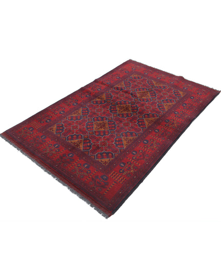 Afghan 4' 0" X 6' 4" Hand Knotted Wool Rug 4' 0" X 6' 4" (122 X 193) / Red / Wool