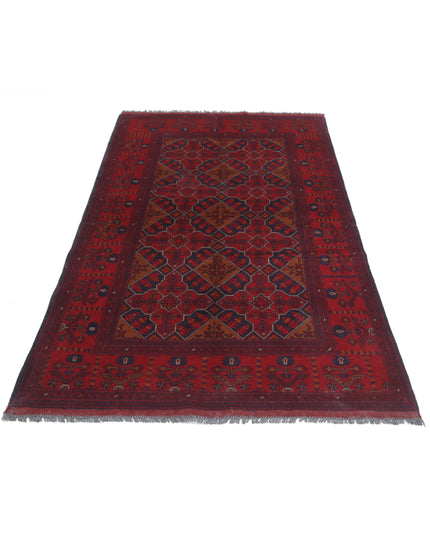 Afghan 4' 0" X 6' 4" Hand Knotted Wool Rug 4' 0" X 6' 4" (122 X 193) / Red / Wool