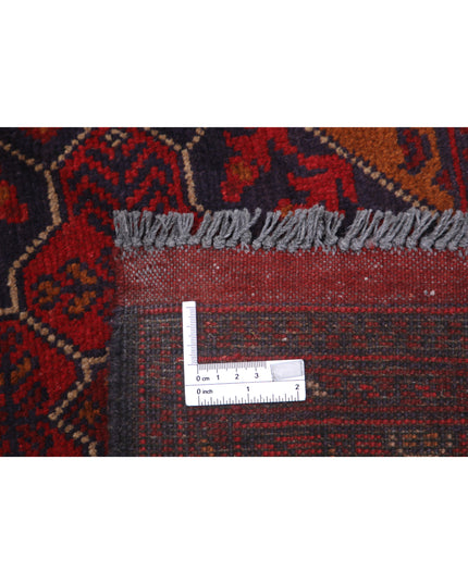 Afghan 4' 0" X 6' 4" Hand Knotted Wool Rug 4' 0" X 6' 4" (122 X 193) / Red / Wool