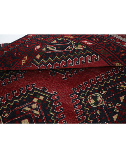 Afghan 3' 2" X 6' 5" Hand Knotted Wool Rug 3' 2" X 6' 5" (97 X 196) / Red / Wool