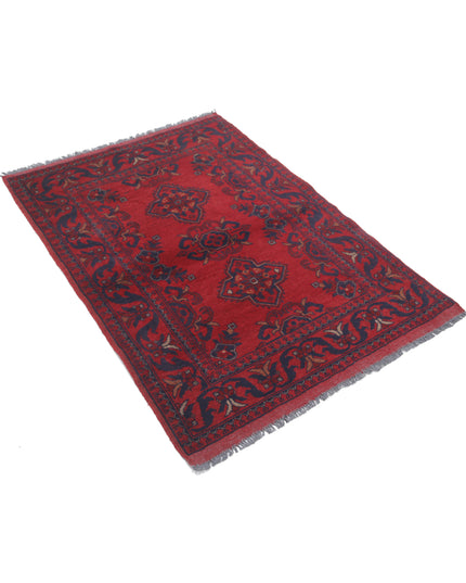 Afghan 3' 3" X 4' 6" Hand Knotted Wool Rug 3' 3" X 4' 6" (99 X 137) / Red / Wool