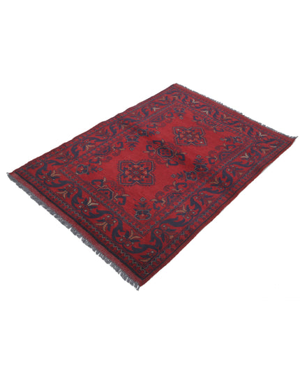 Afghan 3' 3" X 4' 6" Hand Knotted Wool Rug 3' 3" X 4' 6" (99 X 137) / Red / Wool