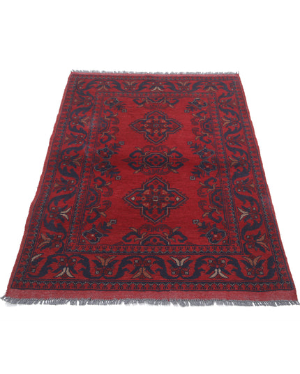 Afghan 3' 3" X 4' 6" Hand Knotted Wool Rug 3' 3" X 4' 6" (99 X 137) / Red / Wool