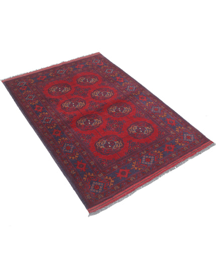 Afghan 3' 6" X 5' 0" Hand Knotted Wool Rug 3' 6" X 5' 0" (107 X 152) / Red / Wool