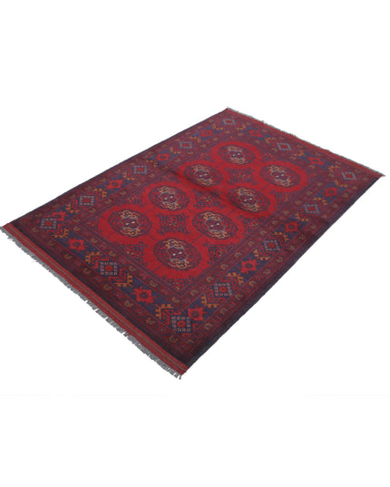 Afghan 3' 6" X 5' 0" Hand Knotted Wool Rug 3' 6" X 5' 0" (107 X 152) / Red / Wool
