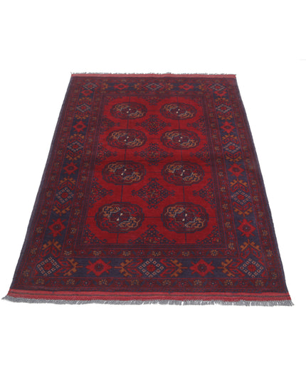 Afghan 3' 6" X 5' 0" Hand Knotted Wool Rug 3' 6" X 5' 0" (107 X 152) / Red / Wool