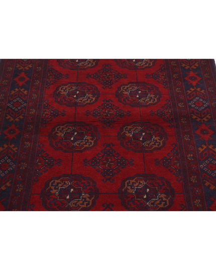 Afghan 3' 6" X 5' 0" Hand Knotted Wool Rug 3' 6" X 5' 0" (107 X 152) / Red / Wool