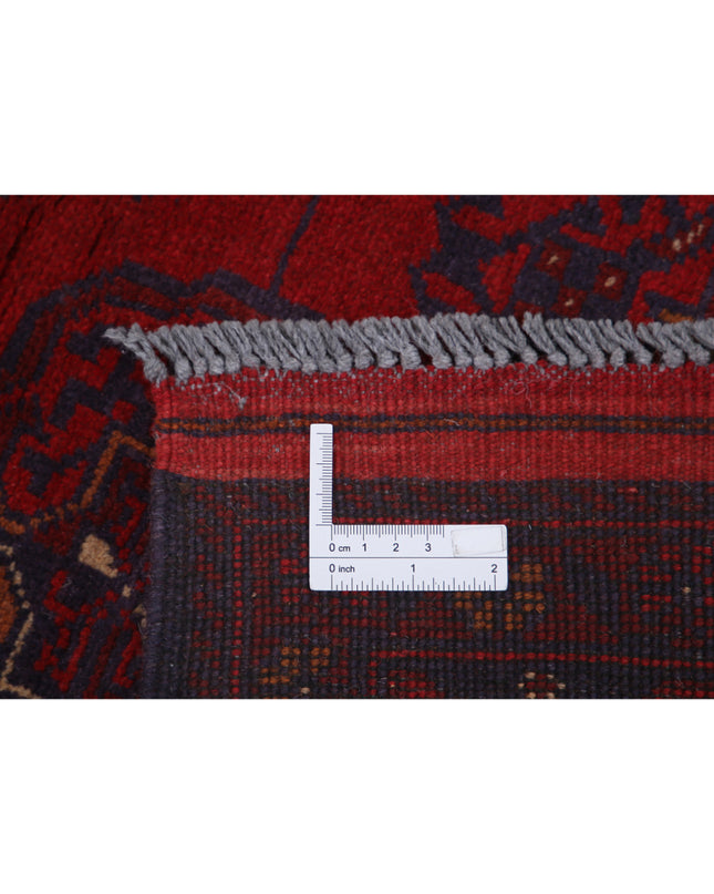 Afghan 3' 6" X 5' 0" Hand Knotted Wool Rug 3' 6" X 5' 0" (107 X 152) / Red / Wool