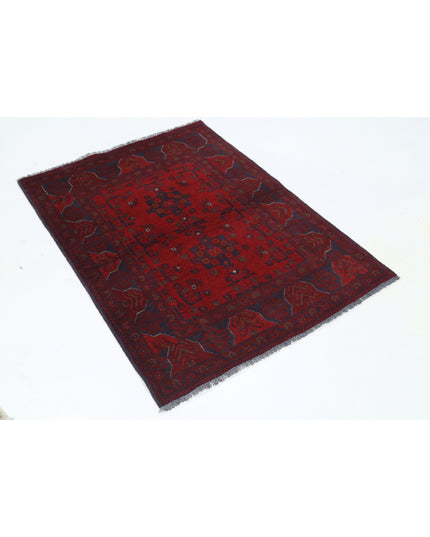 Afghan 3' 4" X 4' 9" Hand Knotted Wool Rug 3' 4" X 4' 9" (101 X 145) / Red / Wool