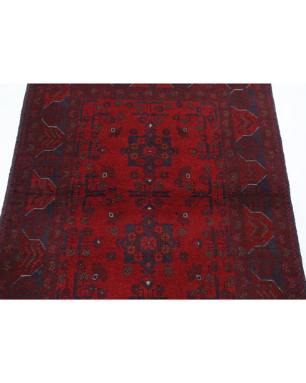 Afghan 3' 4" X 4' 9" Hand Knotted Wool Rug 3' 4" X 4' 9" (101 X 145) / Red / Wool