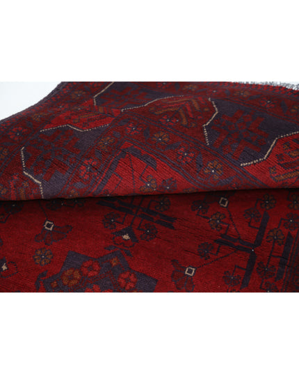 Afghan 3' 4" X 4' 9" Hand Knotted Wool Rug 3' 4" X 4' 9" (101 X 145) / Red / Wool