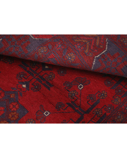 Afghan 3' 4" X 4' 9" Hand Knotted Wool Rug 3' 4" X 4' 9" (101 X 145) / Red / Wool