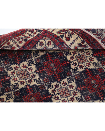 Afghan 3' 3" X 4' 10" Hand Knotted Wool Rug 3' 3" X 4' 10" (99 X 147) / Ivory / Wool