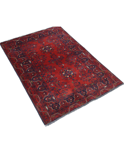 Afghan 3' 2" X 4' 9" Hand Knotted Wool Rug 3' 2" X 4' 9" (97 X 145) / Red / Wool