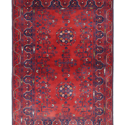 Afghan 3' 2" X 4' 9" Hand Knotted Wool Rug 3' 2" X 4' 9" (97 X 145) / Red / Wool