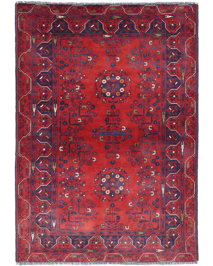 Afghan 3' 2" X 4' 9" Hand Knotted Wool Rug 3' 2" X 4' 9" (97 X 145) / Red / Wool