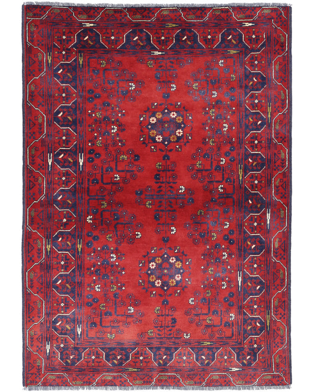 Afghan 3' 2" X 4' 9" Hand Knotted Wool Rug 3' 2" X 4' 9" (97 X 145) / Red / Wool