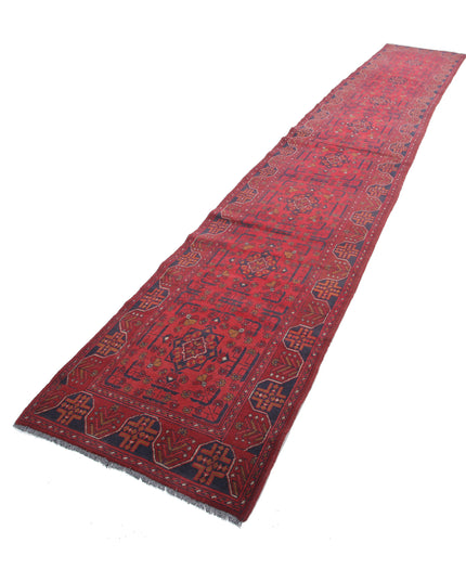 Afghan 2' 7" X 15' 11" Hand Knotted Wool Rug 2' 7" X 15' 11" (79 X 485) / Red / Wool