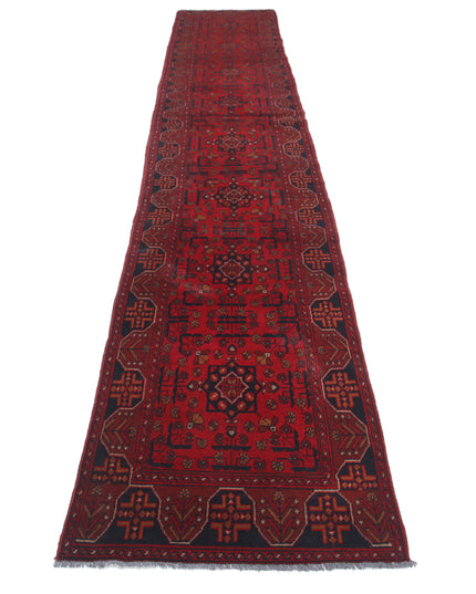 Afghan 2' 7" X 15' 11" Hand Knotted Wool Rug 2' 7" X 15' 11" (79 X 485) / Red / Wool