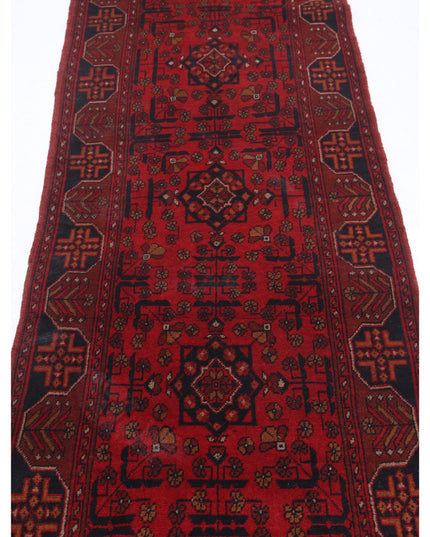 Afghan 2' 7" X 15' 11" Hand Knotted Wool Rug 2' 7" X 15' 11" (79 X 485) / Red / Wool