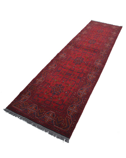 Afghan 2' 8" X 9' 7" Hand Knotted Wool Rug 2' 8" X 9' 7" (81 X 292) / Red / Wool