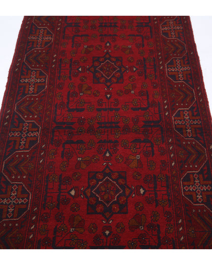 Afghan 2' 8" X 9' 7" Hand Knotted Wool Rug 2' 8" X 9' 7" (81 X 292) / Red / Wool