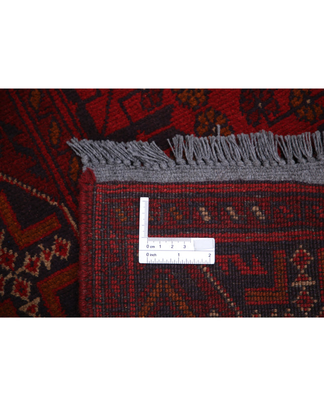 Afghan 2' 8" X 9' 7" Hand Knotted Wool Rug 2' 8" X 9' 7" (81 X 292) / Red / Wool