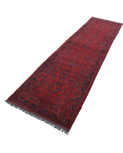 Afghan 2' 7" X 9' 7" Hand Knotted Wool Rug 2' 7" X 9' 7" (79 X 292) / Red / Wool