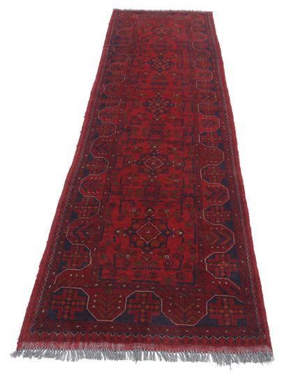 Afghan 2' 7" X 9' 7" Hand Knotted Wool Rug 2' 7" X 9' 7" (79 X 292) / Red / Wool