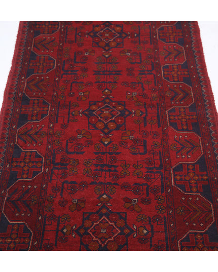Afghan 2' 7" X 9' 7" Hand Knotted Wool Rug 2' 7" X 9' 7" (79 X 292) / Red / Wool