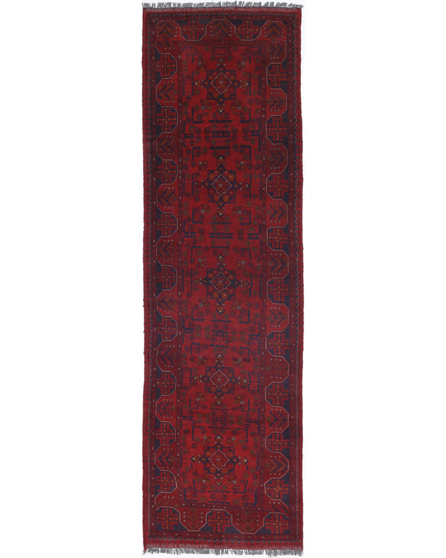 Afghan 2' 7" X 9' 7" Hand Knotted Wool Rug 2' 7" X 9' 7" (79 X 292) / Red / Wool