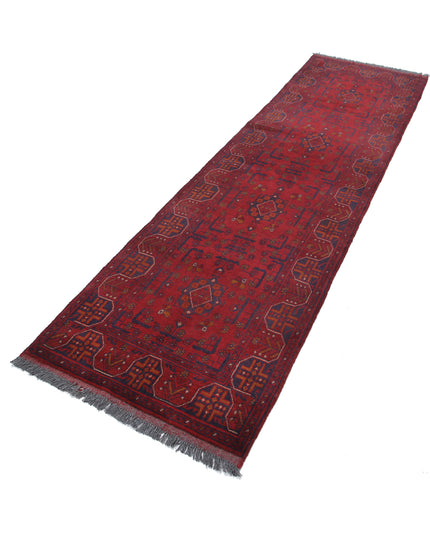 Afghan 2' 7" X 9' 3" Hand Knotted Wool Rug 2' 7" X 9' 3" (79 X 282) / Red / Wool