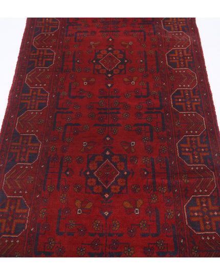 Afghan 2' 7" X 9' 3" Hand Knotted Wool Rug 2' 7" X 9' 3" (79 X 282) / Red / Wool