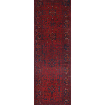 Afghan 2' 7" X 9' 3" Hand Knotted Wool Rug 2' 7" X 9' 3" (79 X 282) / Red / Wool