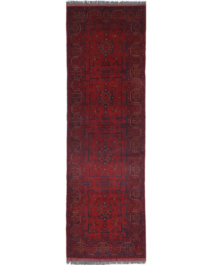 Afghan 2' 7" X 9' 3" Hand Knotted Wool Rug 2' 7" X 9' 3" (79 X 282) / Red / Wool