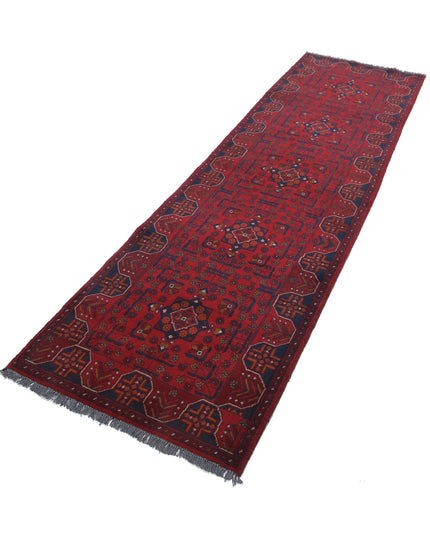 Afghan 2' 8" X 9' 3" Hand Knotted Wool Rug 2' 8" X 9' 3" (81 X 282) / Red / Wool