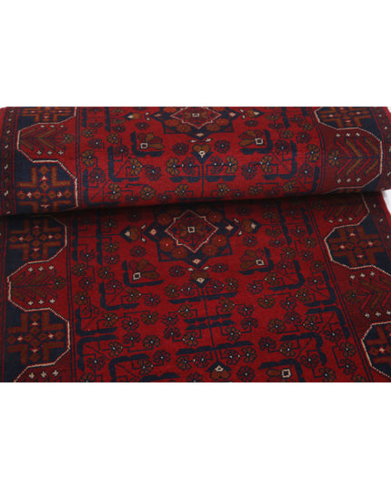 Afghan 2' 8" X 9' 3" Hand Knotted Wool Rug 2' 8" X 9' 3" (81 X 282) / Red / Wool