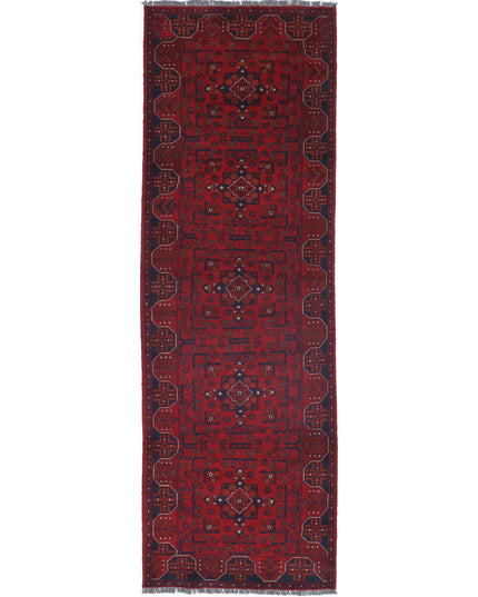 Afghan 2' 8" X 9' 3" Hand Knotted Wool Rug 2' 8" X 9' 3" (81 X 282) / Red / Wool